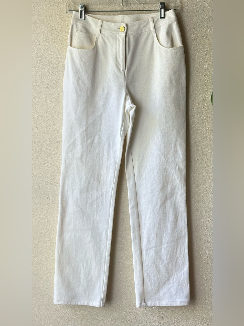 St John Knits White Straight Leg Pants Women's Size 0 USA